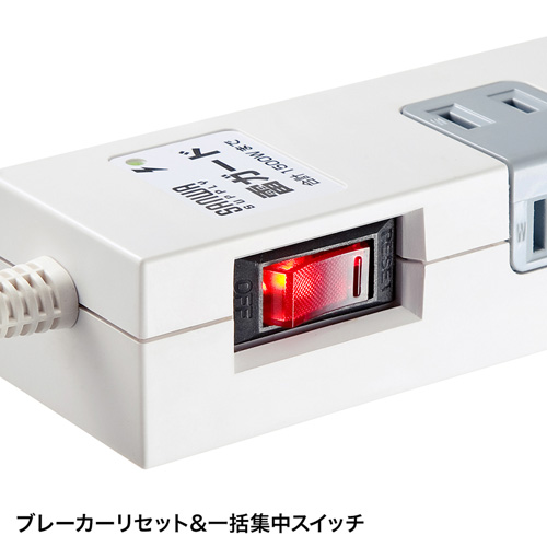 雷ガードタップ（2P・10個口・3m）　TAP-SP2110-3　サンワサプライ