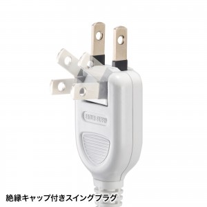 電源タップ（雷ガード内蔵・10個口・2Pプラグ・一括集中スイッチ・マグネット・シャッター付き・ACアダプタ対応・2m・ホワイト）