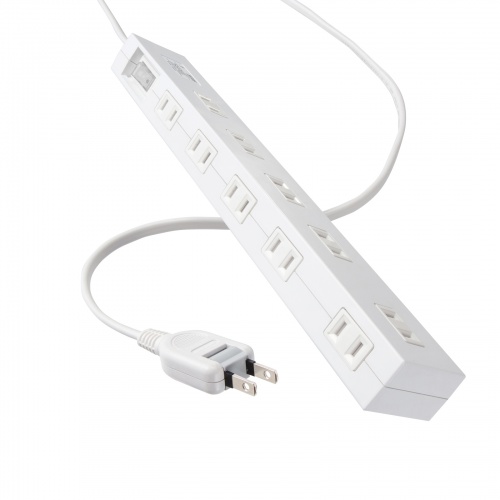 電源タップ（雷ガード内蔵・10個口・2Pプラグ・一括集中スイッチ・マグネット・シャッター付き・ACアダプタ対応・3m・ホワイト）