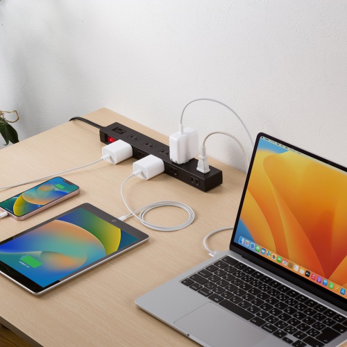 雷ガードタップ（10個口・5m・ブラック） TAP-SP2110N-5BK サンワサプライ