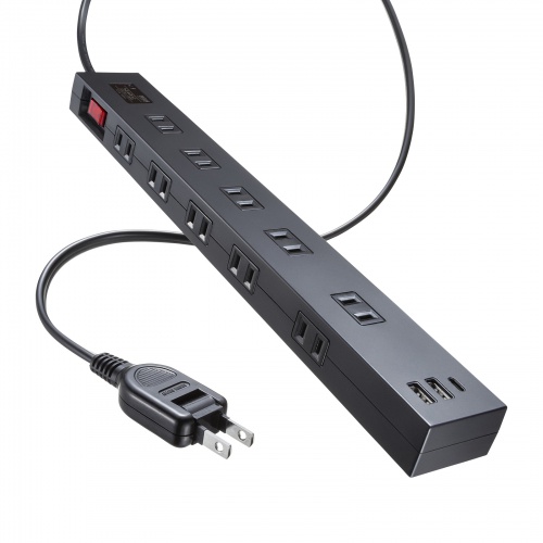 電源タップ（10個口・PD20W対応・USB充電ポート付・3m・ブラック）