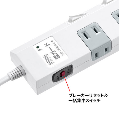 節電タップ（小型ACアダプタ対応・2P・10個口・3m）