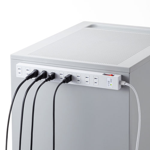 雷ガードタップ(2P・10個口・3m・マグネット・一括集中スイッチ・ブレーカー付き)