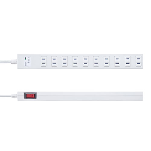 雷ガードタップ(2P・10個口・3m・マグネット・一括集中スイッチ・ブレーカー付き)