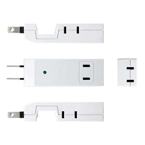 タップ（2P・4個口・雷ガード・収納式スイングプラグ・ホワイト） TAP-SP225 サンワサプライ