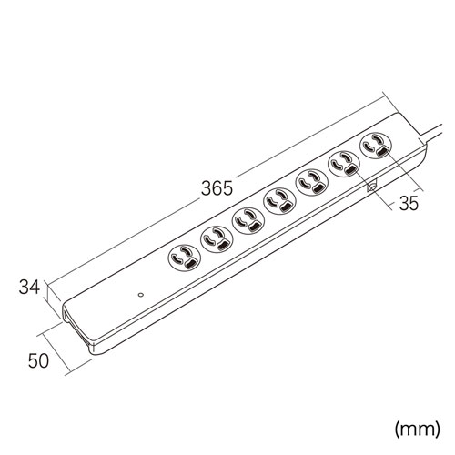 高性能雷ガードタップ（3P抜け止め・7個口・2m） TAP-SP312TEL サンワサプライ