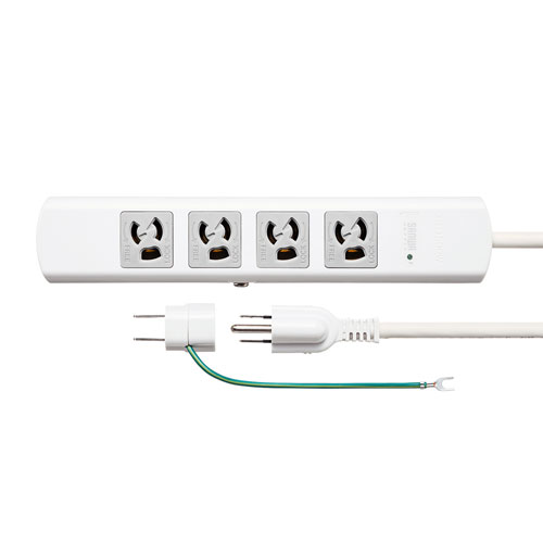 電源タップ(抜け止め・3P・4個口・5m・雷ガード・ブレーカー内蔵・一括スイッチ・マグネットつき) TAP-SP34MG-5 サンワサプライ