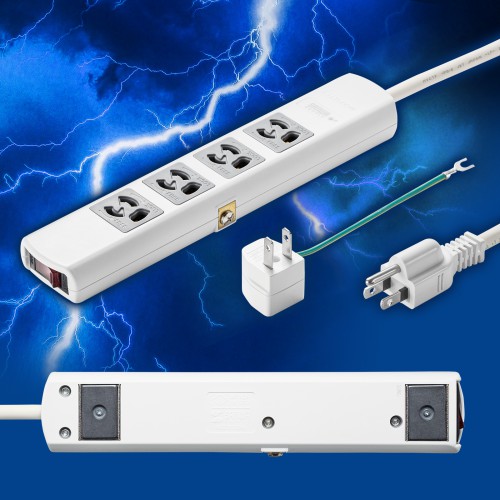 電源タップ(抜け止め・3P・4個口・5m・雷ガード・ブレーカー内蔵・一括スイッチ・マグネットつき) TAP-SP34MG-5 サンワサプライ