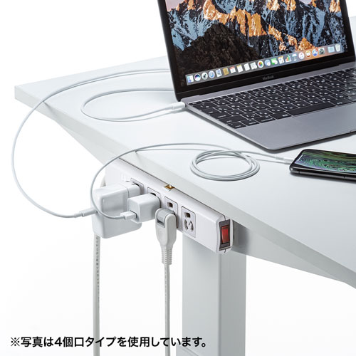 電源タップ(抜け止め・3P・6個口・3m・雷ガード・ブレーカー内蔵・一括スイッチ・マグネットつき)