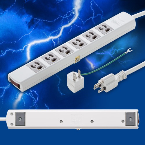 電源タップ(抜け止め・3P・6個口・3m・雷ガード・ブレーカー内蔵・一括スイッチ・マグネットつき)