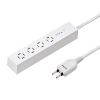 電源タップ（スリムタップ・AC4口・縦横差し込み・車輪差し・雷ガード・マグネット・2m・ACアダプタ対応・シンプルデザイン・マット調・スイングプラグ・ホワイト）
