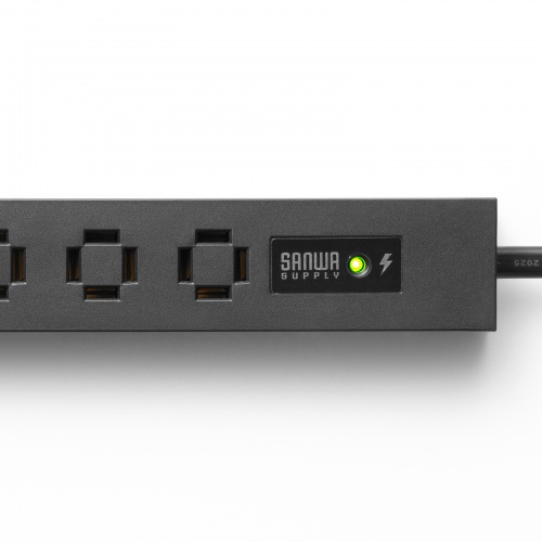 電源タップ（スリムタップ・AC6口・縦横差し込み・車輪差し・雷ガード・マグネット・2m・ACアダプタ対応・シンプルデザイン・マット調・スイングプラグ・ブラック）