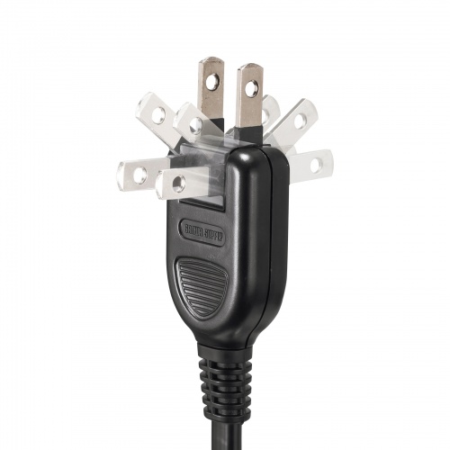 電源タップ（スリムタップ・AC6口・縦横差し込み・車輪差し・雷ガード・マグネット・2m・ACアダプタ対応・シンプルデザイン・マット調・スイングプラグ・ブラック）