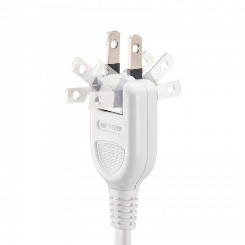 電源タップ（スリムタップ・AC6口・縦横差し込み・車輪差し・雷ガード・マグネット・2m・ACアダプタ対応・シンプルデザイン・マット調・スイングプラグ・ホワイト）