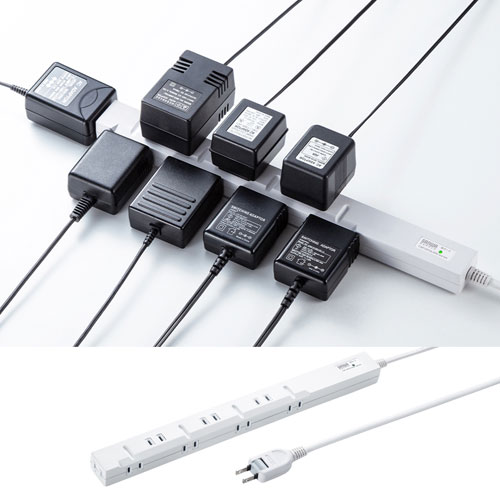 スリム雷ガードタップ（2P・8個口・1m）