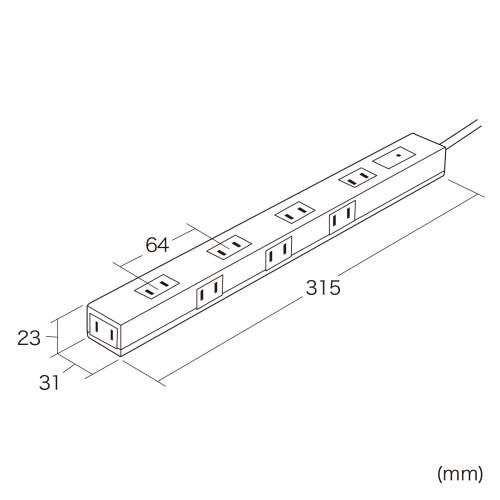 電源タップ（マグネット・雷ガード・3m・8個口・スリム・上下左右差込み・ホワイト）