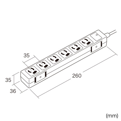 タップ（雷ガード・3P・6個口・3m・抜け止め・マグネット・ホワイト）