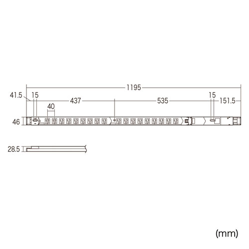 サーバーラック電源タップ（コンセントバー・スリムタイプ・サーキットプロテクタ付き・3P・15A・18個口・3m・19インチサーバーラック用・データセンター・サンワサプライ【返品不可】）