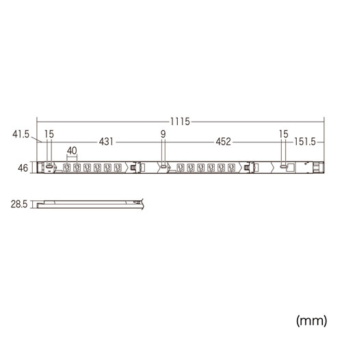 サーバーラック電源タップ（コンセントバー・スリムタイプ・サーキットプロテクタ付き・3P・30A・12個口・3m・19インチサーバーラック用・データセンター・サンワサプライ【返品不可】）