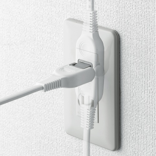 電源タップ（3個口・5m・ホワイト・火災予防・消火シート内蔵・シャッター付き・スイングプラグ）