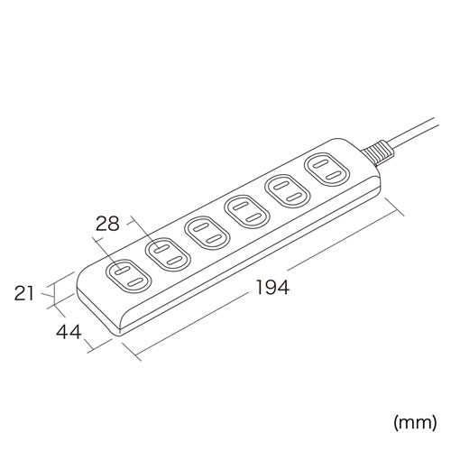電源タップ（2P・6個口・1m・トラッキング対策・ホコリ防止） TAP-TSH61N サンワサプライ