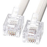 モジュラーケーブル（白・30m） 電話回線とモデム内蔵パソコン、モデム、FAX、電話機などを接続するケーブル。 TEL-N1-30K サンワサプライ
