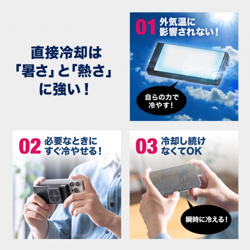 スマホ冷却（スマホクーラー・充電式・ペルチェ素子・持ちはこび・汎用・縦横可能・おすすめ） TK-CLN24 サンワサプライ