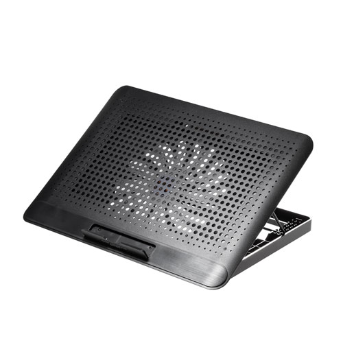 ノートPC用クーラーパッド（アルミボディー・大型ファン・6段階高さ調節・15.6インチワイド対応・USB給電・風量調節）