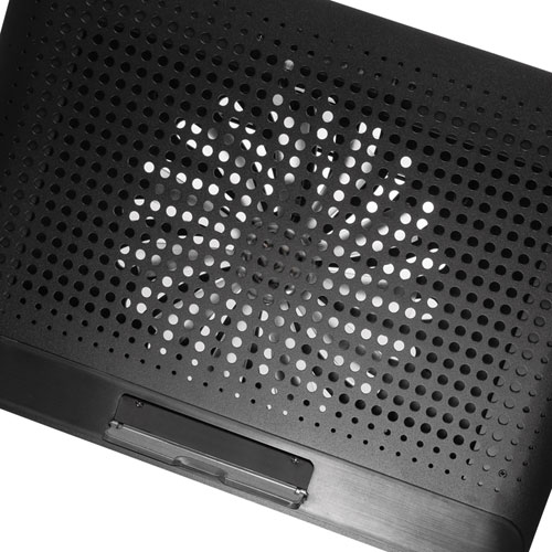 ノートPC用クーラーパッド（アルミボディー・大型ファン・6段階高さ調節・15.6インチワイド対応・USB給電・風量調節）