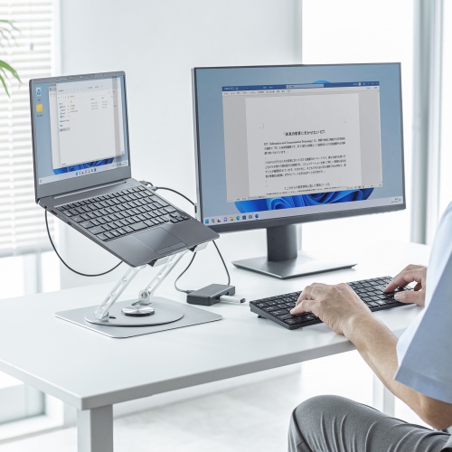 ノートパソコンクーラー（冷却パッド・冷却台アルミ・静音ファン・角度調整・タブレットスタンド） TK-CLN30U サンワサプライ