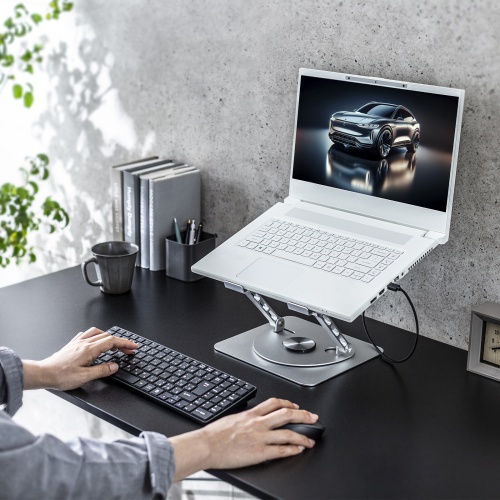 ノートパソコンクーラー（冷却パッド・冷却台アルミ・静音ファン・角度調整・タブレットスタンド） TK-CLN30U サンワサプライ