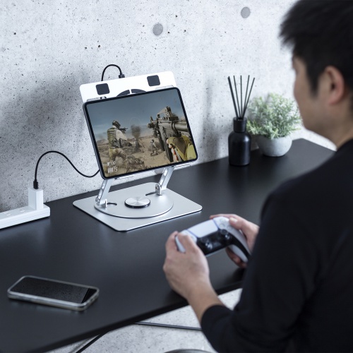 ノートパソコンクーラー（冷却パッド・冷却台アルミ・静音ファン・角度調整・タブレットスタンド） TK-CLN30U サンワサプライ