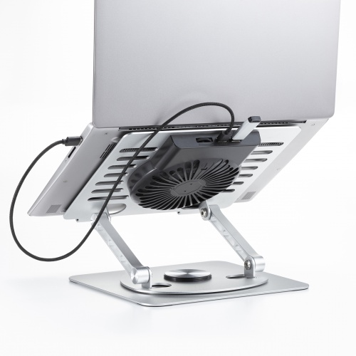 ノートパソコンクーラー（冷却パッド・冷却台アルミ・静音ファン・角度調整・タブレットスタンド） TK-CLN30U サンワサプライ