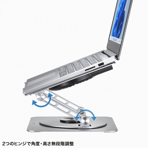 ノートパソコンクーラー（冷却パッド・冷却台アルミ・静音ファン・角度調整・タブレットスタンド） TK-CLN30U サンワサプライ