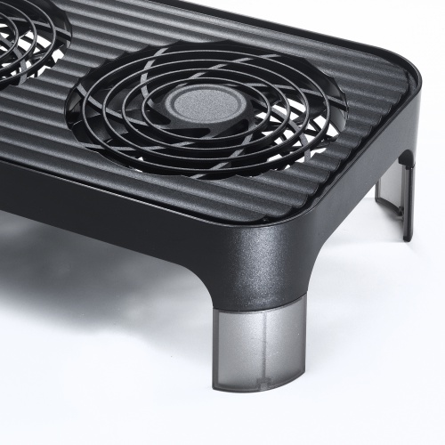 小型冷却ファン(冷却クーラー・熱対策・静音・USBファン・オンオフスイッチ・ミニPC・HDD・冷却スタンド・14cmファン×2・長時間稼働・冷却台・コンパクト・ブラック)