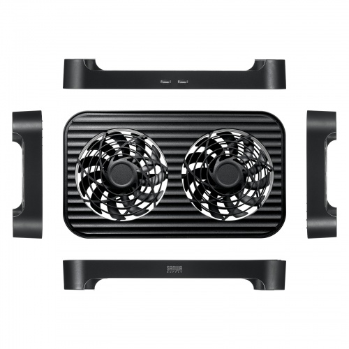 小型冷却ファン(冷却クーラー・熱対策・静音・USBファン・オンオフスイッチ・ミニPC・HDD・冷却スタンド・14cmファン×2・長時間稼働・冷却台・コンパクト・ブラック)