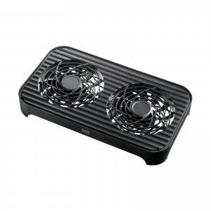 小型冷却ファン(冷却クーラー・熱対策・静音・USBファン・オンオフスイッチ・ミニPC・HDD・冷却スタンド・14cmファン×2・長時間稼働・冷却台・コンパクト・ブラック)