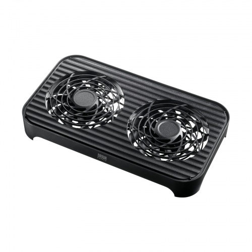 小型冷却ファン(冷却クーラー・熱対策・静音・USBファン・オンオフスイッチ・ミニPC・HDD・冷却スタンド・14cmファン×2・長時間稼働・冷却台・コンパクト・ブラック)