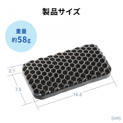 リストレスト（マウス用・ ハニカムリストレスト・Sサイズ・幅14.5cm・手首サポート・TPE・通気性・洗える・エコ・小型・グレー）