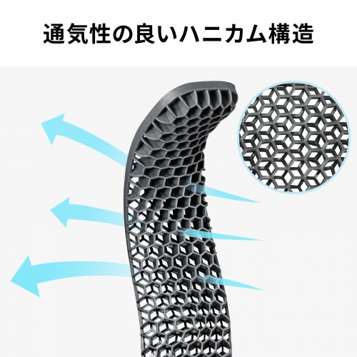 リストレスト（キーボード用・ハニカムリストレスト・Lサイズ・幅44.5cm・パームレスト・手首サポート・TPE・通気性・洗える・エコ・グレー）