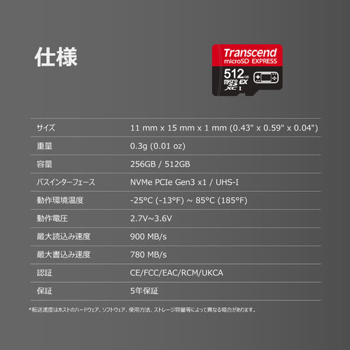 microSD（Express 256GB・Nintendo Switch2 動作確認済・最大転送速度900MB/s・microSDカード・microSDXC・NVMe・PCIe・Gen3x1）