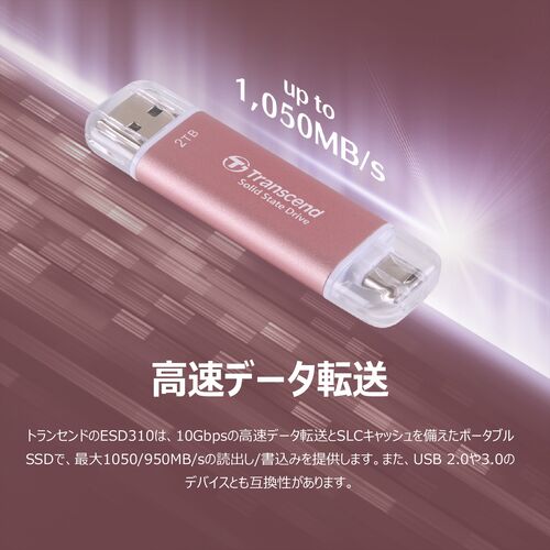 外付けSSD 2TB｜USB 3.2 Gen 1対応・最大1050MB/s・5年保証