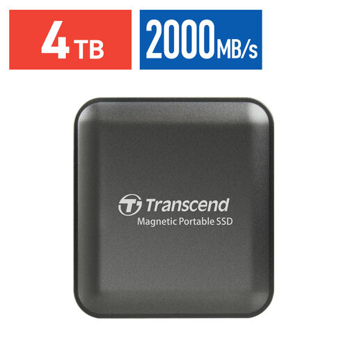 ポータブルSSD（4TB・最大2000MB/s・iPhone/MagSafe対応・4K・ProRes撮影・USB 20Gbps・外付けSSD・コンパクト・グレー）