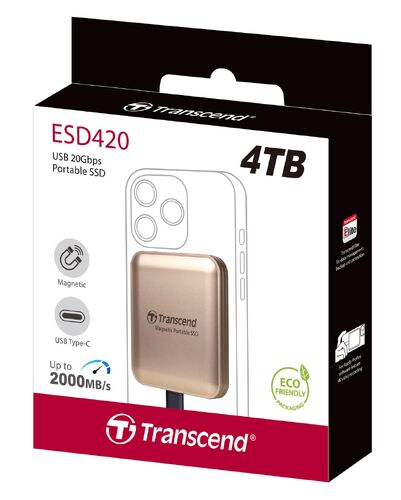 ポータブルSSD（4TB・最大2000MB/s・iPhone/MagSafe対応・4K・ProRes撮影・USB 20Gbps・外付けSSD・コンパクト・ゴールド）