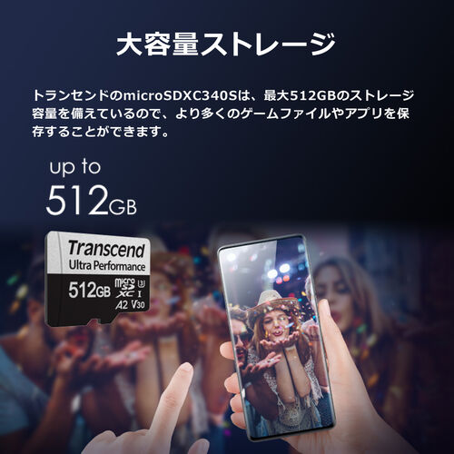 microSDXCカード Transcend 512GB Class10 UHS-I U3 A2 V30 SDカード変換アダプタ付き Nintendo Switch対応 TS512GUSD340S