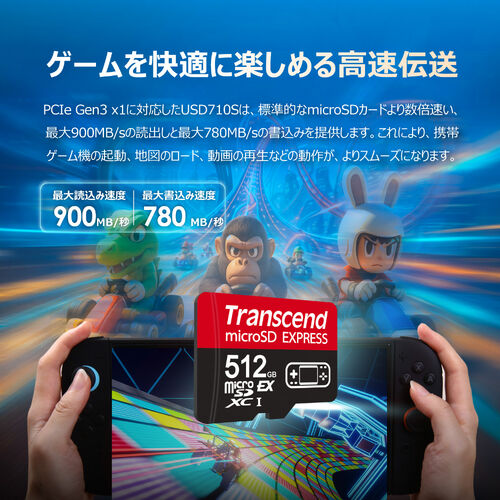 microSD（Express 512GB・Nintendo Switch2 動作確認済・最大転送速度900MB/s・microSDカード・microSDXC・NVMe・PCIe・Gen3x1）