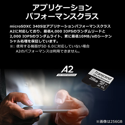 microSDXCカード（64GB・Transcend・Class10・UHS-I・U3・A2