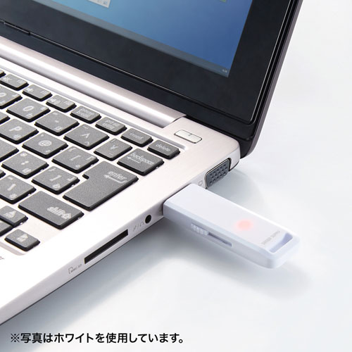 USBメモリ（USB3.2 Gen1 ・8GB・スライド式・キャップレス・ストラップ付き・ブラック）