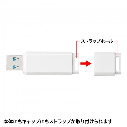 USBメモリ（USB3.2 Gen1・32GB・ストラップホール付き・ホワイト）