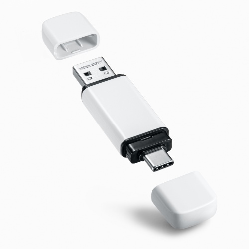 USBメモリ（32GB・USB A/Type-C 両対応・USB 5Gbps・USB3.0・キャップ式・コンパクト・セキュリティソフト対応・名入れ対応・ホワイト）